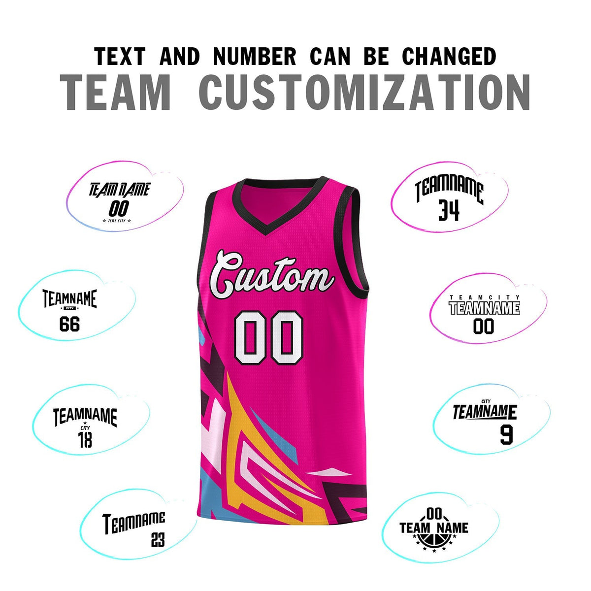Custom Pink Gradient Graffiti Pattern Sports Uniform Basketball Jersey