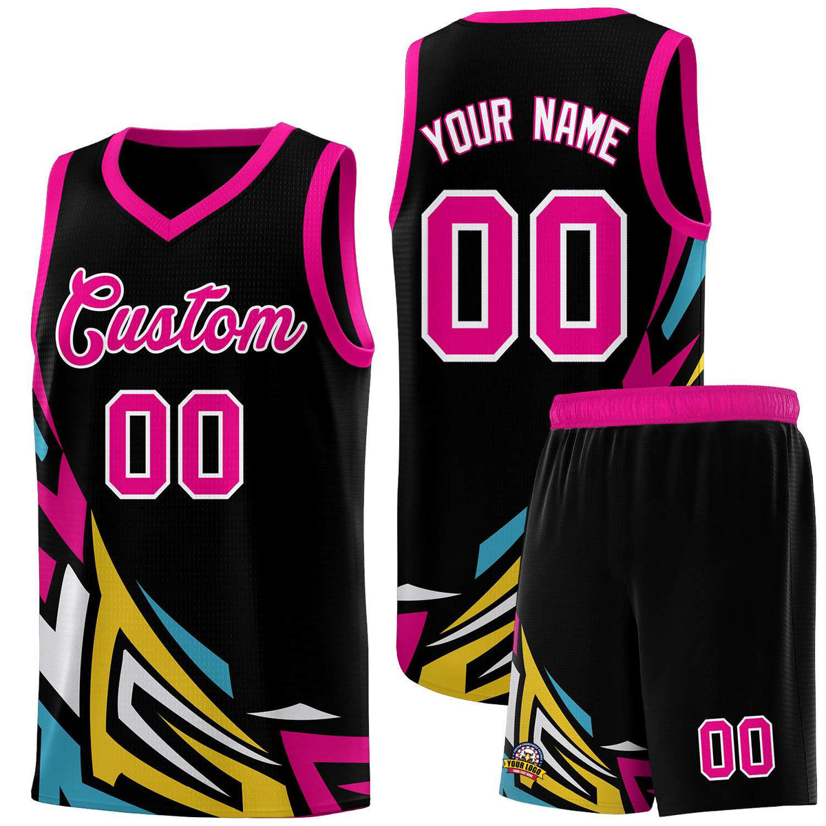 Custom Black Gradient Graffiti Pattern Sports Uniform Basketball Jersey