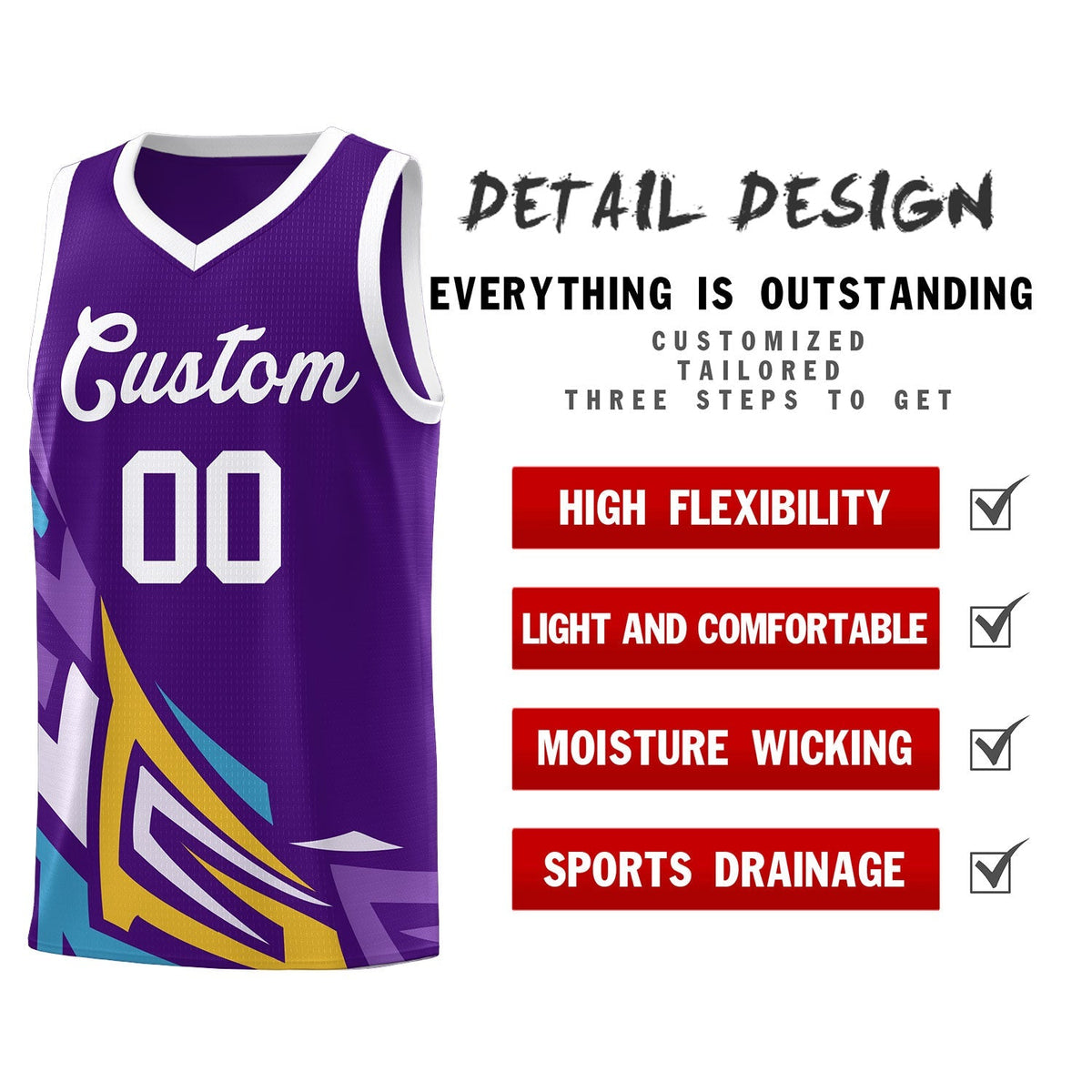 Custom Purple Gradient Graffiti Pattern Sports Uniform Basketball Jersey