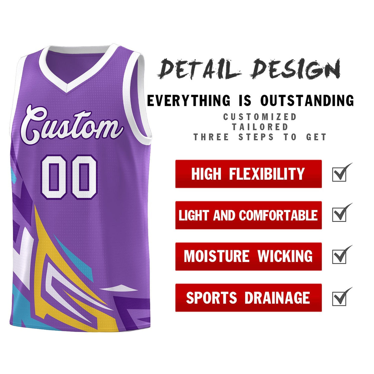 Custom Light Purple Gradient Graffiti Pattern Sports Uniform Basketball Jersey