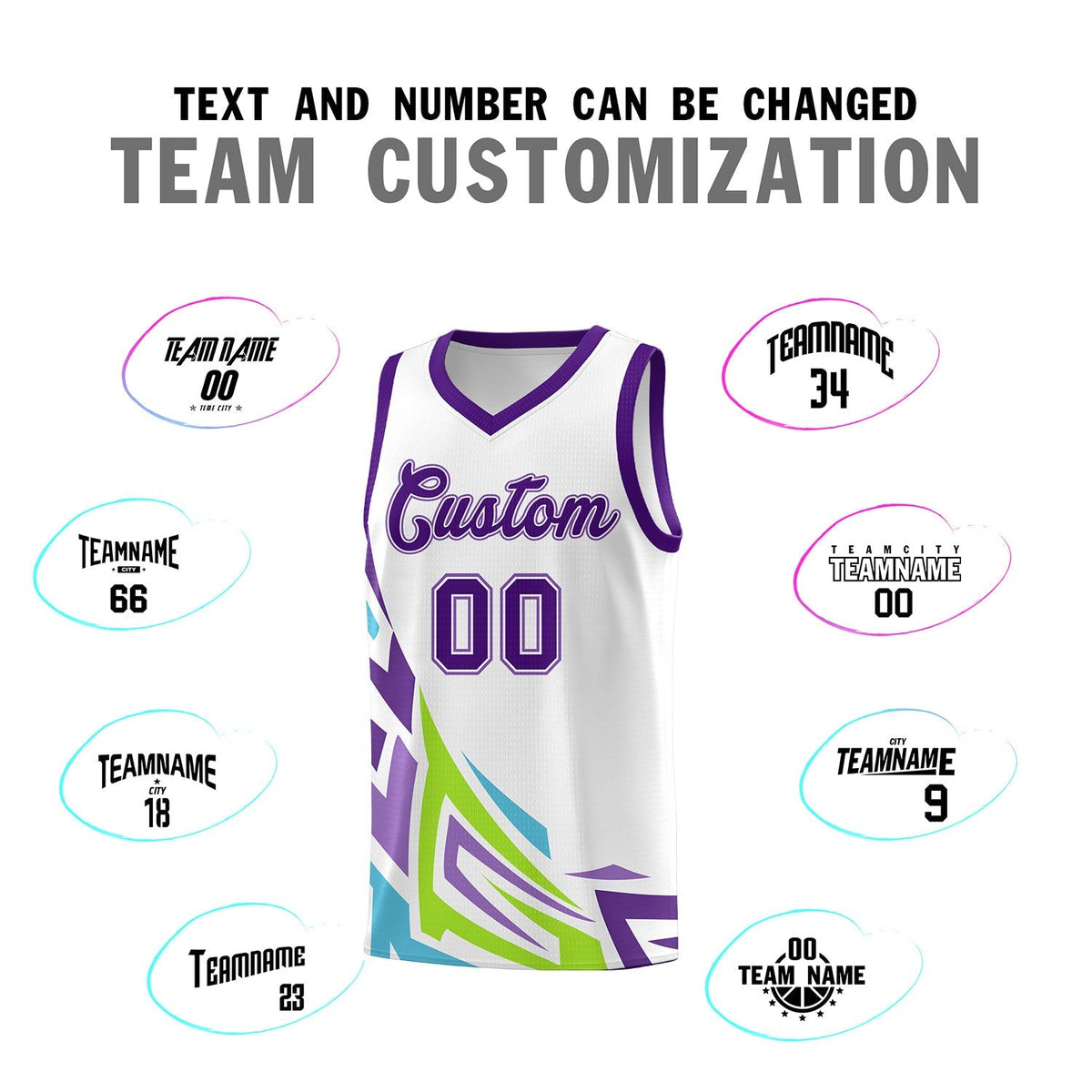 Custom White Gradient Graffiti Pattern Sports Uniform Basketball Jersey