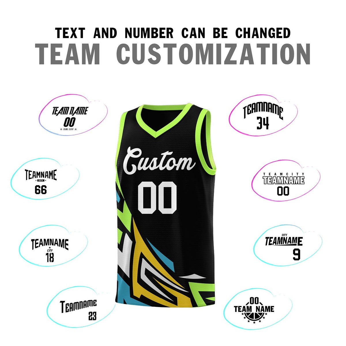 Custom Black Gradient Graffiti Pattern Sports Uniform Basketball Jersey