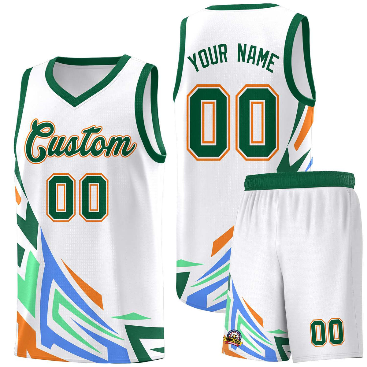 Custom White Gradient Graffiti Pattern Sports Uniform Basketball Jersey