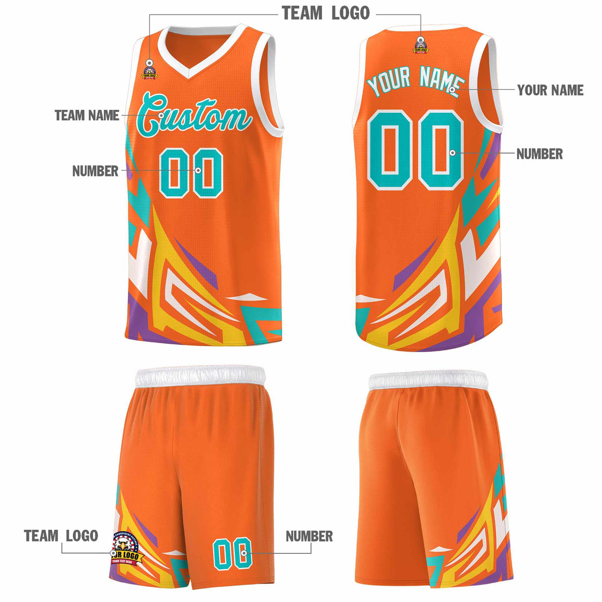 Custom Orange Gradient Graffiti Pattern Sports Uniform Basketball Jersey