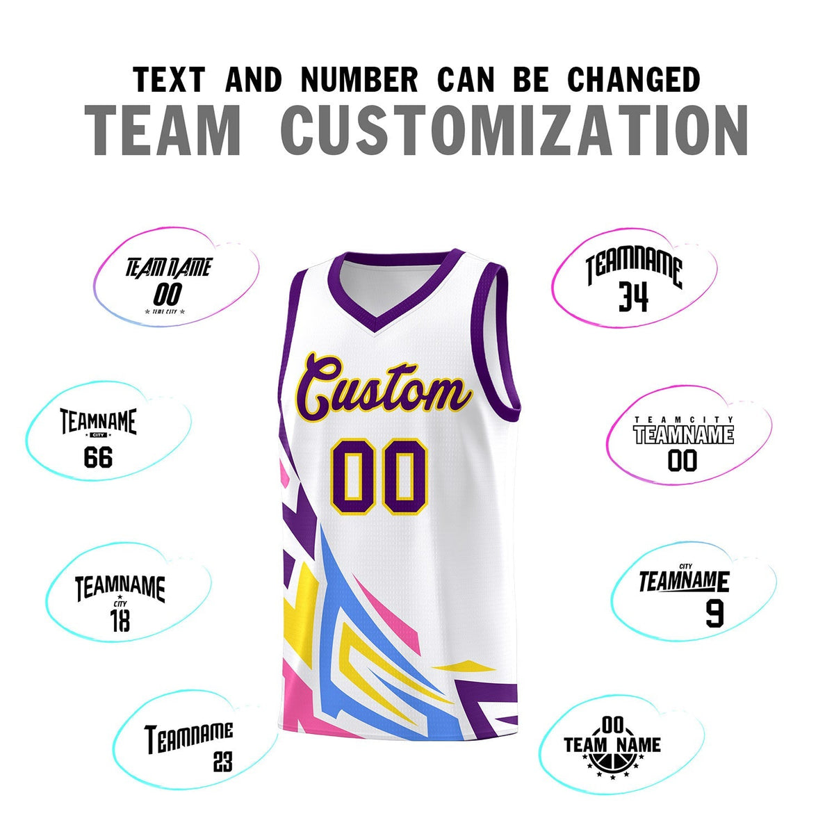 Custom White Gradient Graffiti Pattern Sports Uniform Basketball Jersey