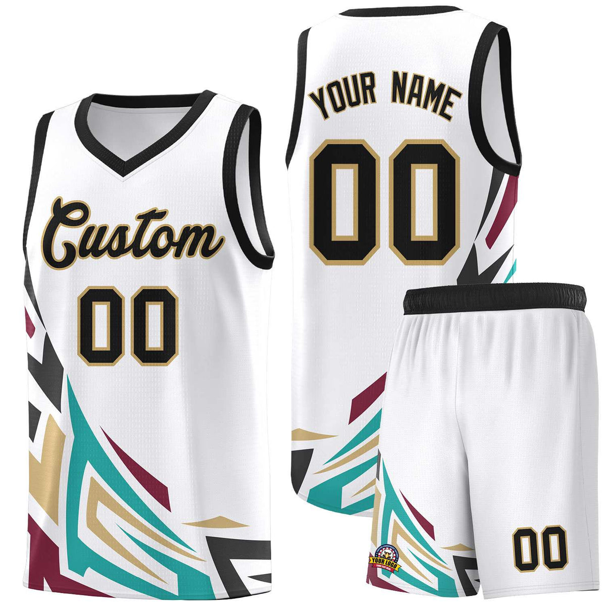 Custom White Gradient Graffiti Pattern Sports Uniform Basketball Jersey