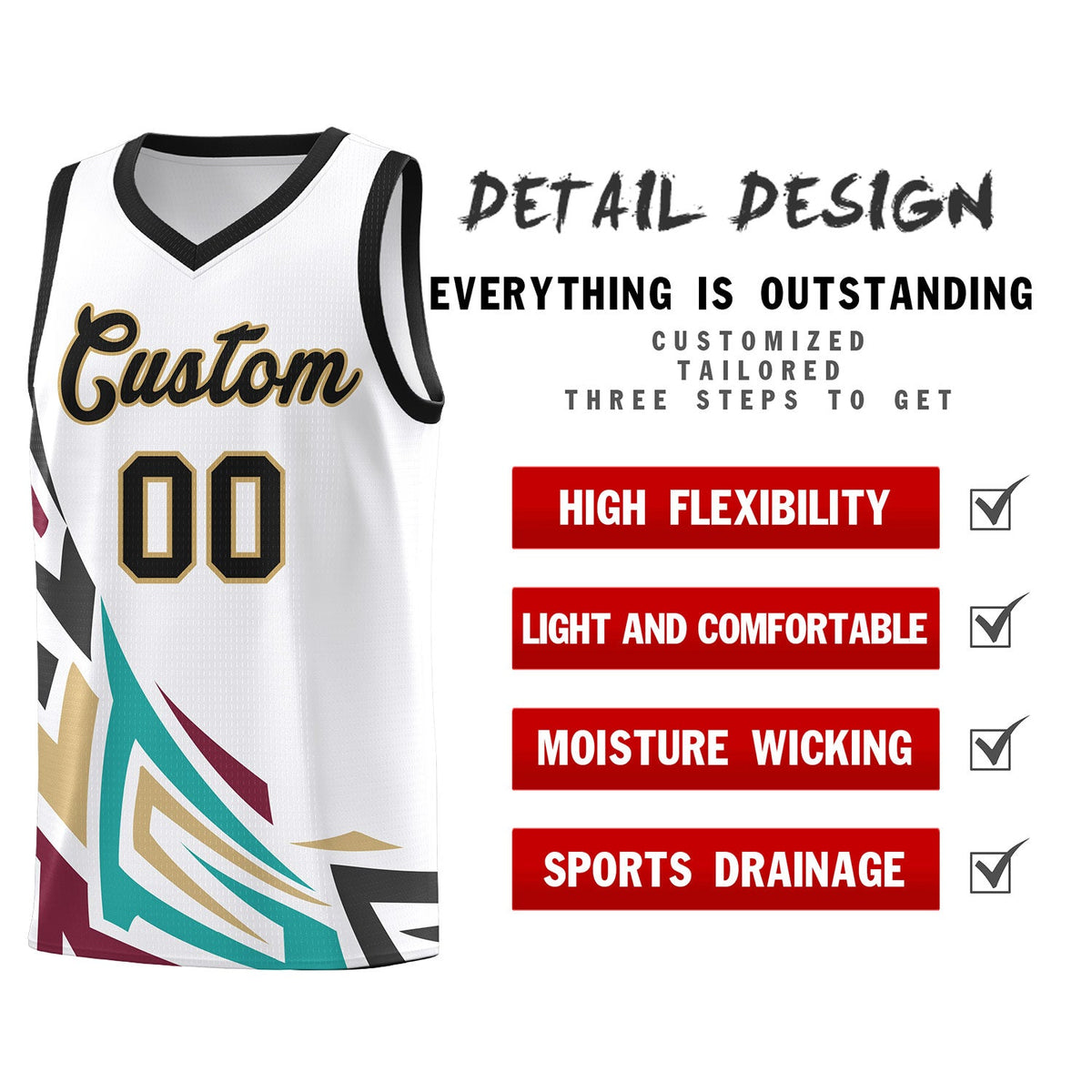 Custom White Gradient Graffiti Pattern Sports Uniform Basketball Jersey