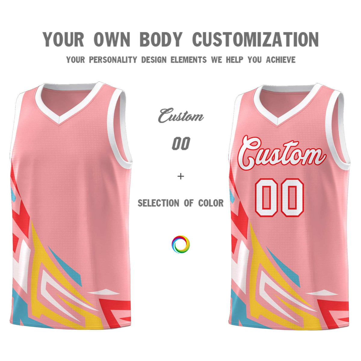 Custom Light Pink Gradient Graffiti Pattern Sports Uniform Basketball Jersey