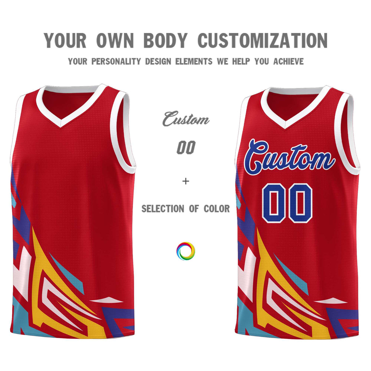 Custom Red Gradient Graffiti Pattern Sports Uniform Basketball Jersey