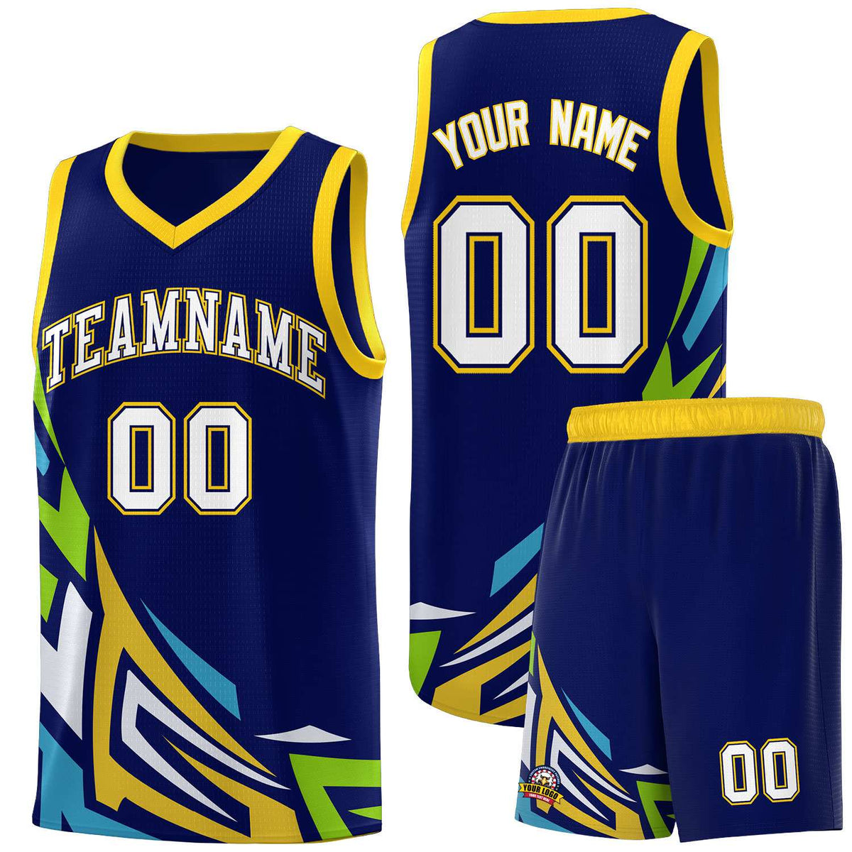 Custom Navy Gradient Graffiti Pattern Sports Uniform Basketball Jersey