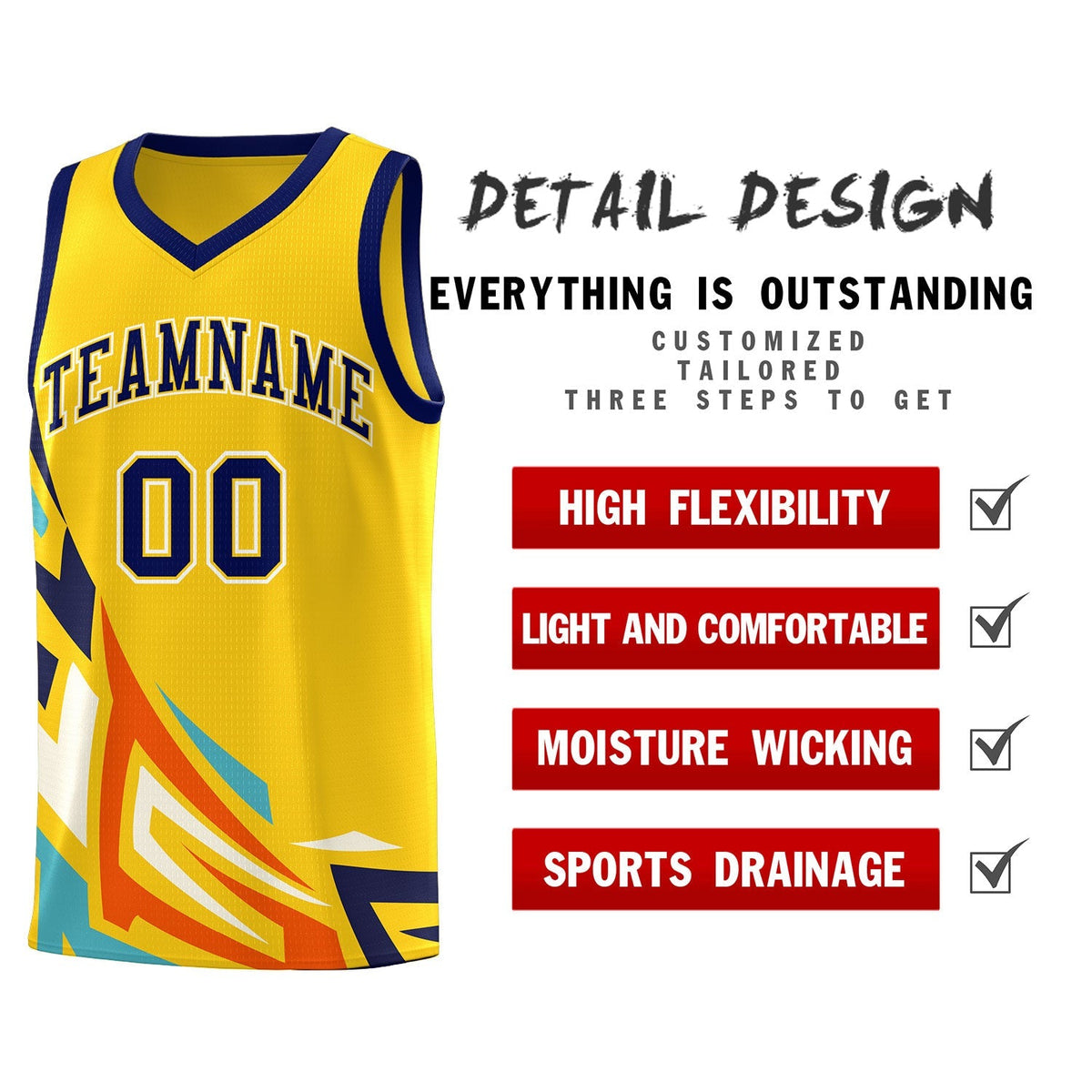 Custom Gold Gradient Graffiti Pattern Sports Uniform Basketball Jersey