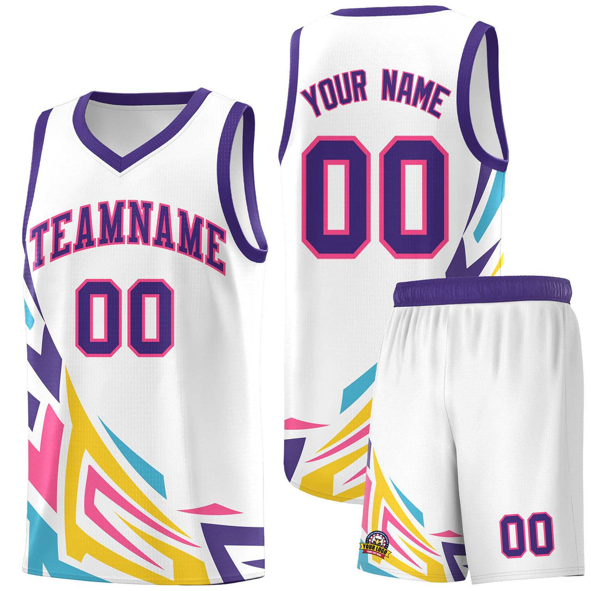 Custom White Gradient Graffiti Pattern Sports Uniform Basketball Jersey