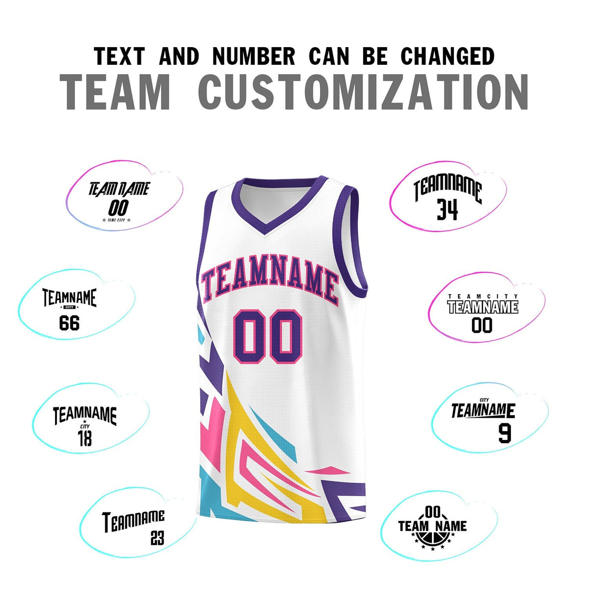 Custom White Gradient Graffiti Pattern Sports Uniform Basketball Jersey