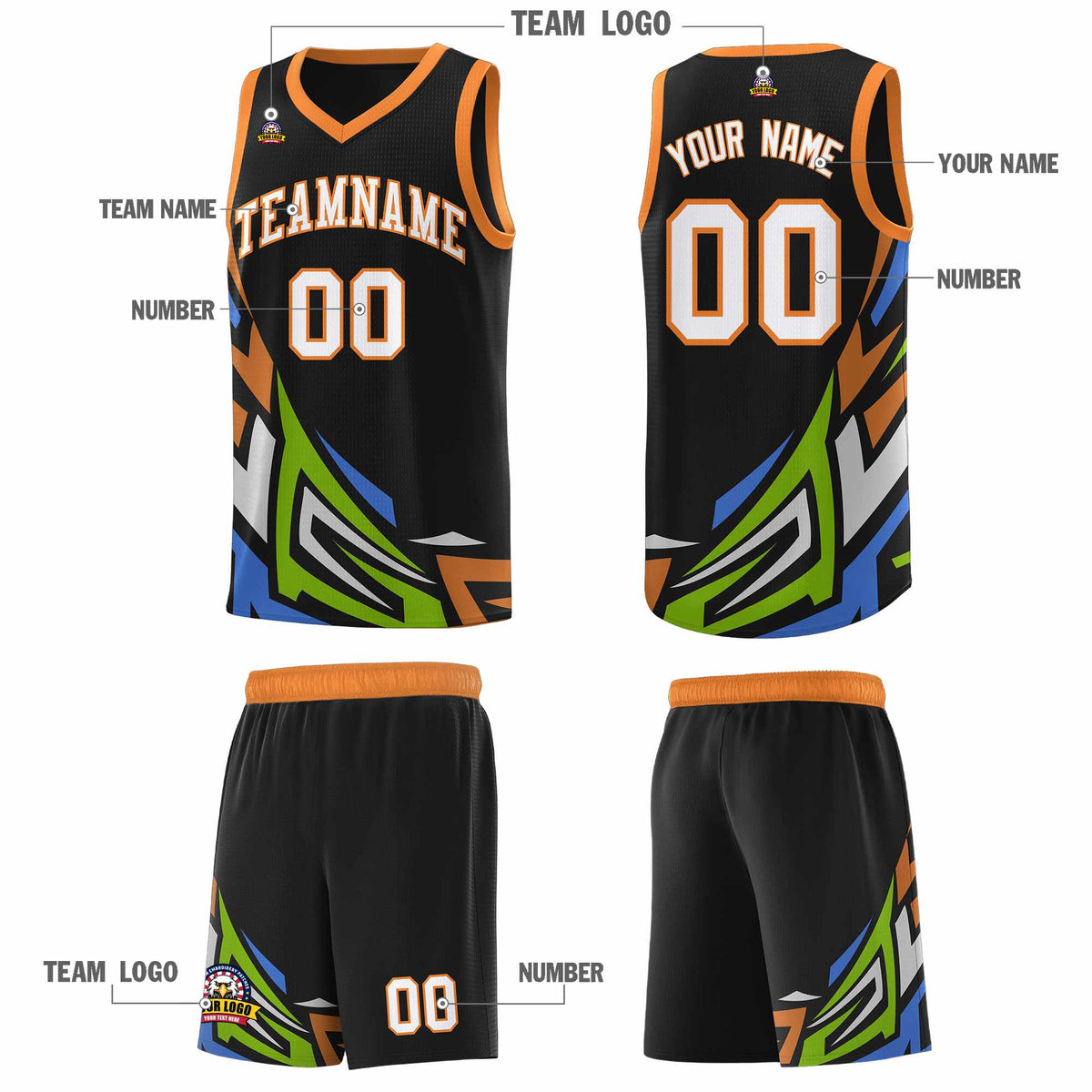 Custom Black Gradient Graffiti Pattern Sports Uniform Basketball Jersey