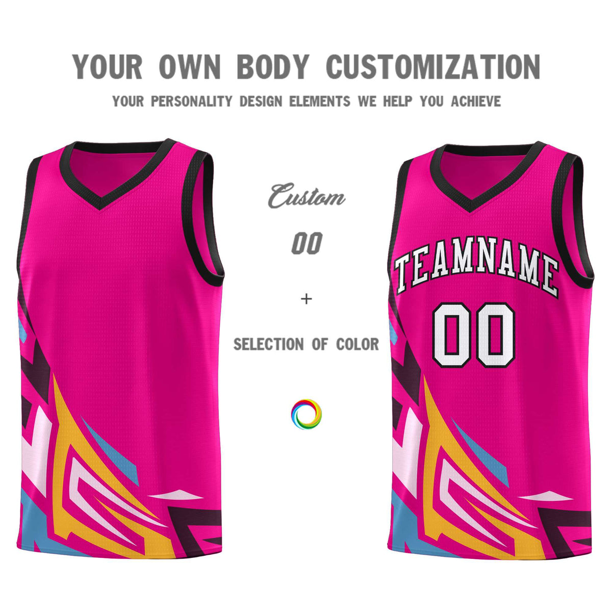 Custom Pink Gradient Graffiti Pattern Sports Uniform Basketball Jersey