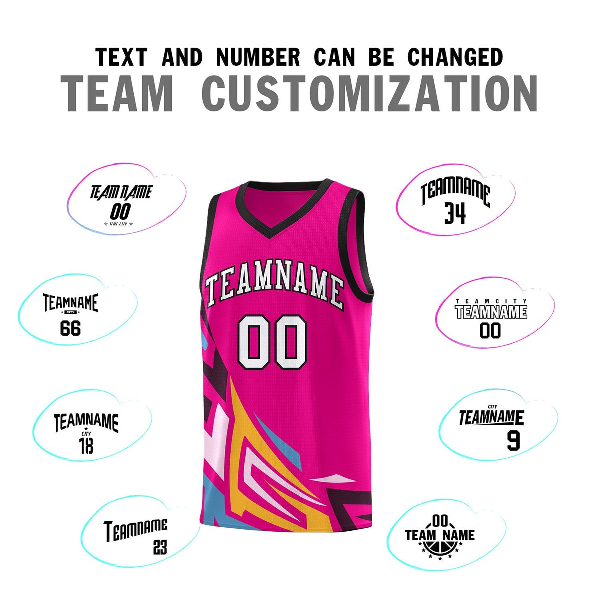 Custom Pink Gradient Graffiti Pattern Sports Uniform Basketball Jersey