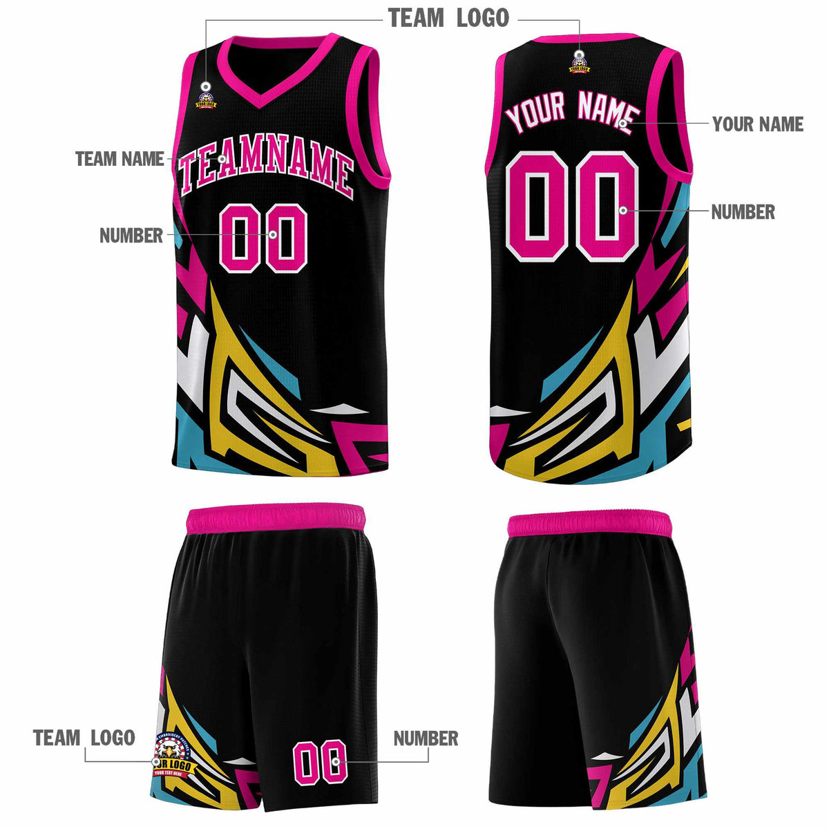 Custom Black Gradient Graffiti Pattern Sports Uniform Basketball Jersey