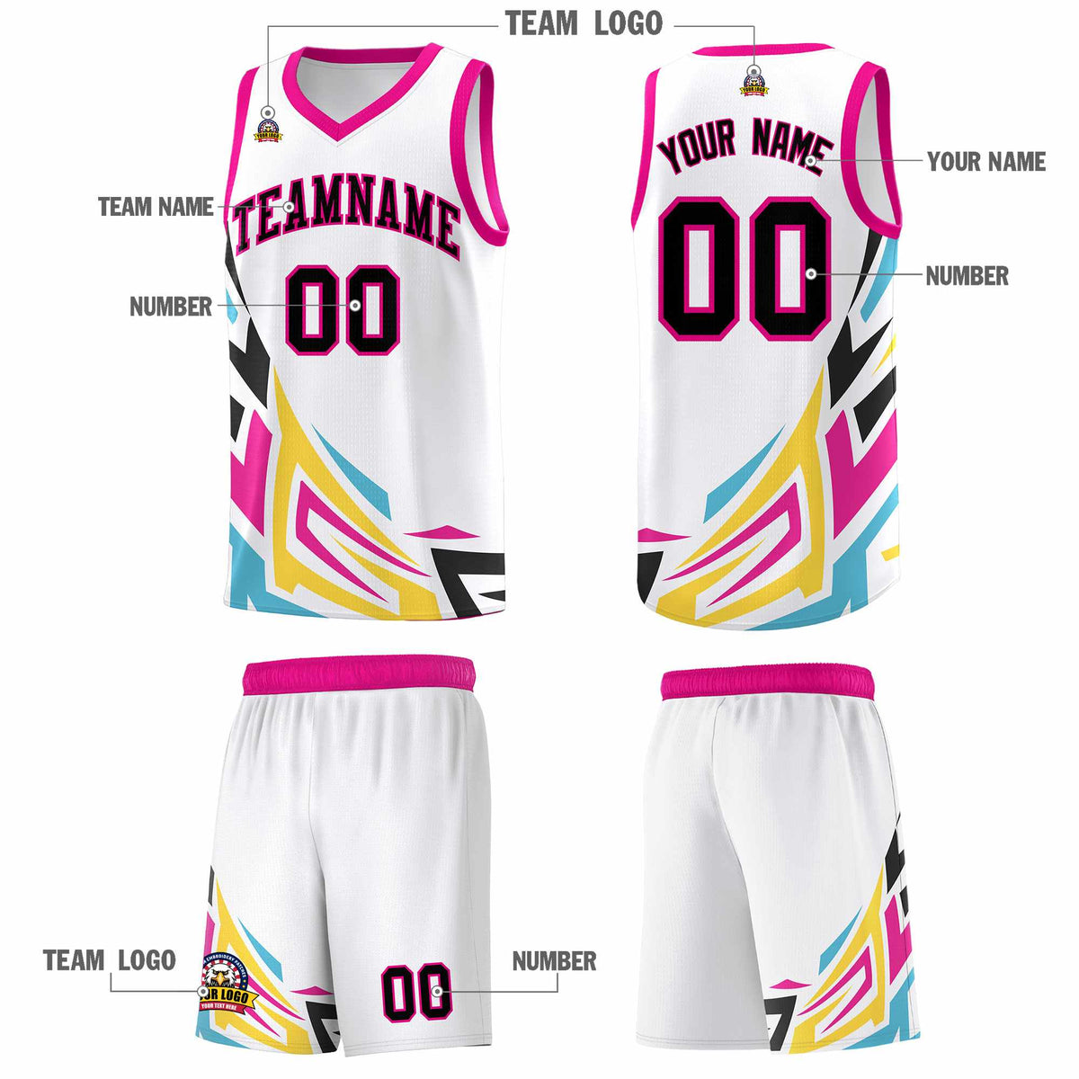 Custom White Gradient Graffiti Pattern Sports Uniform Basketball Jersey