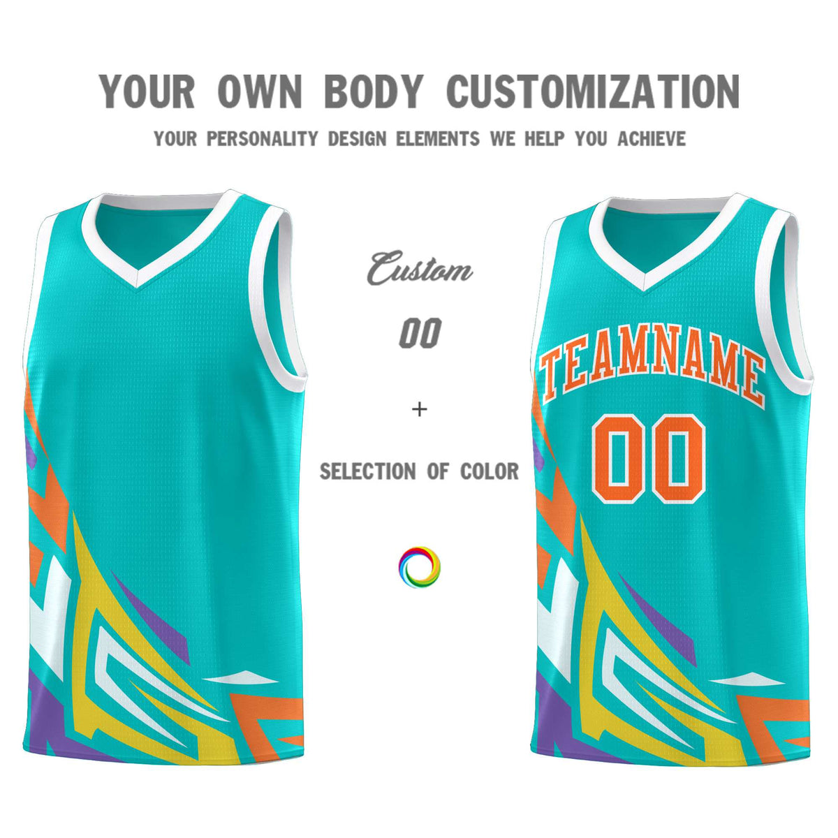 Custom Aqua Gradient Graffiti Pattern Sports Uniform Basketball Jersey