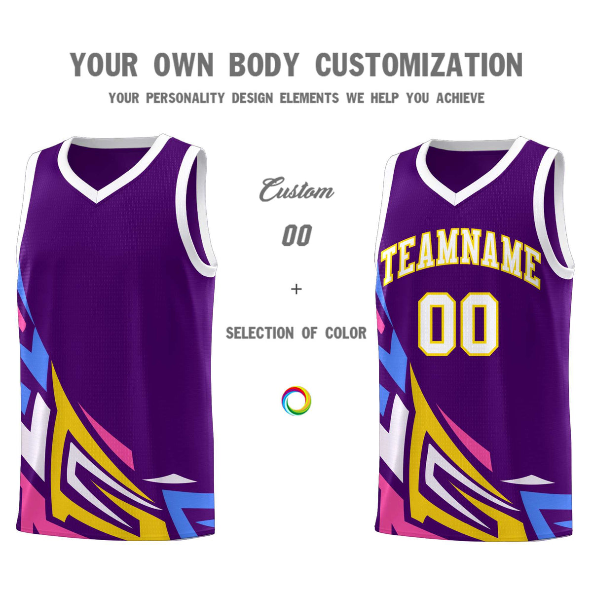 Custom Purple Gradient Graffiti Pattern Sports Uniform Basketball Jersey