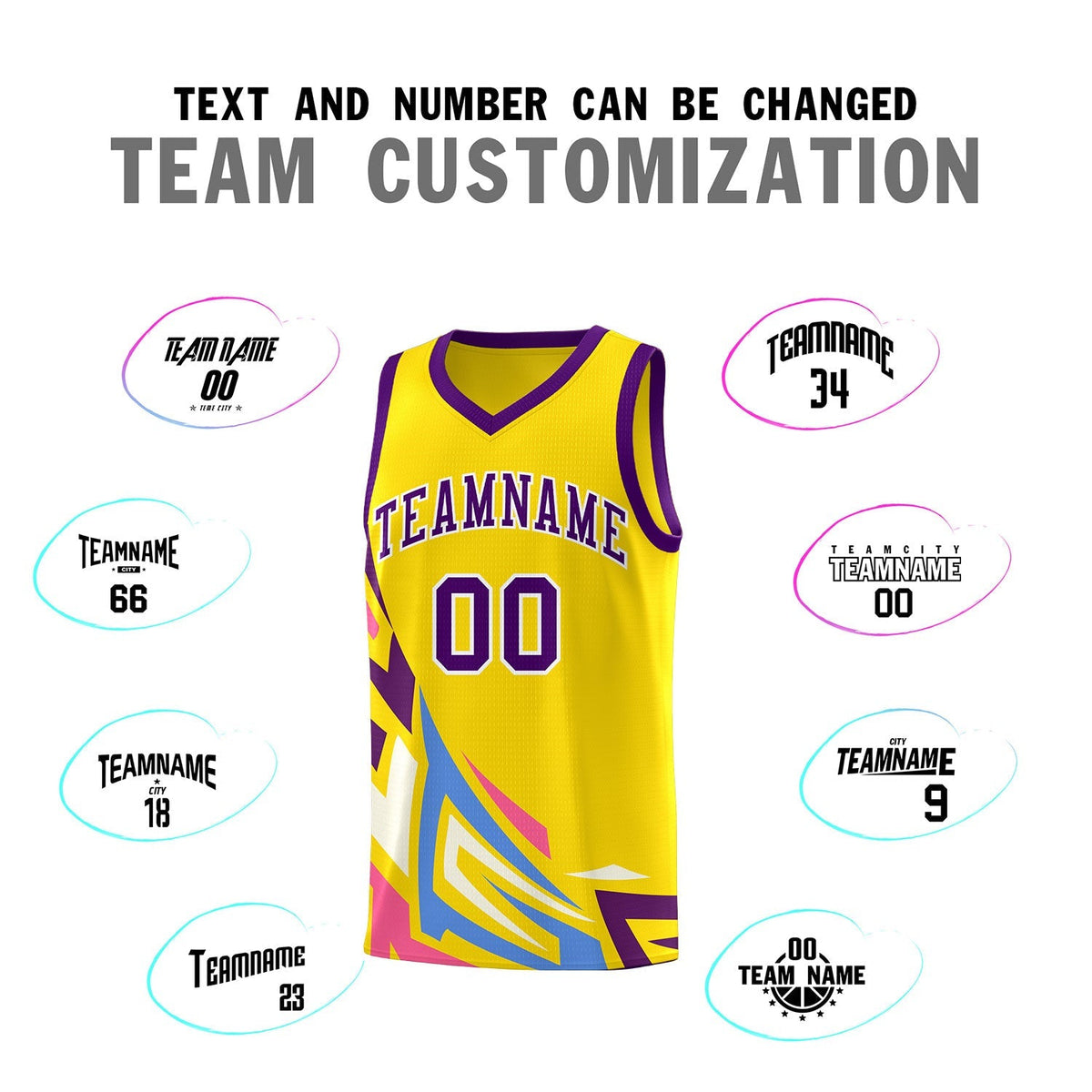 Custom Gold Gradient Graffiti Pattern Sports Uniform Basketball Jersey