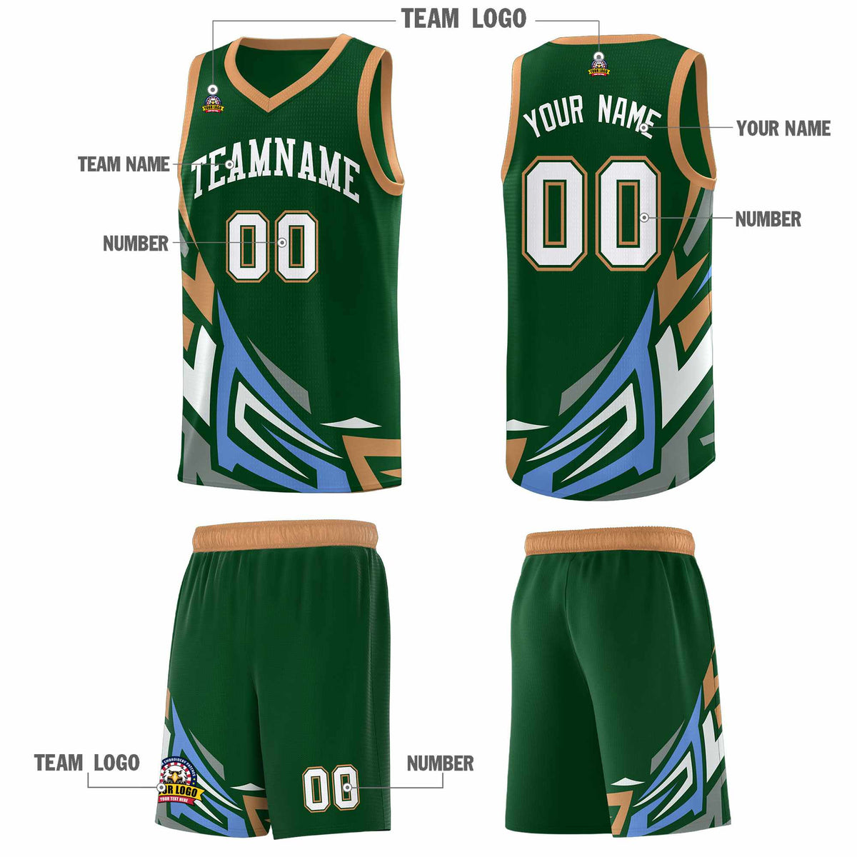 Custom Green Gradient Graffiti Pattern Sports Uniform Basketball Jersey