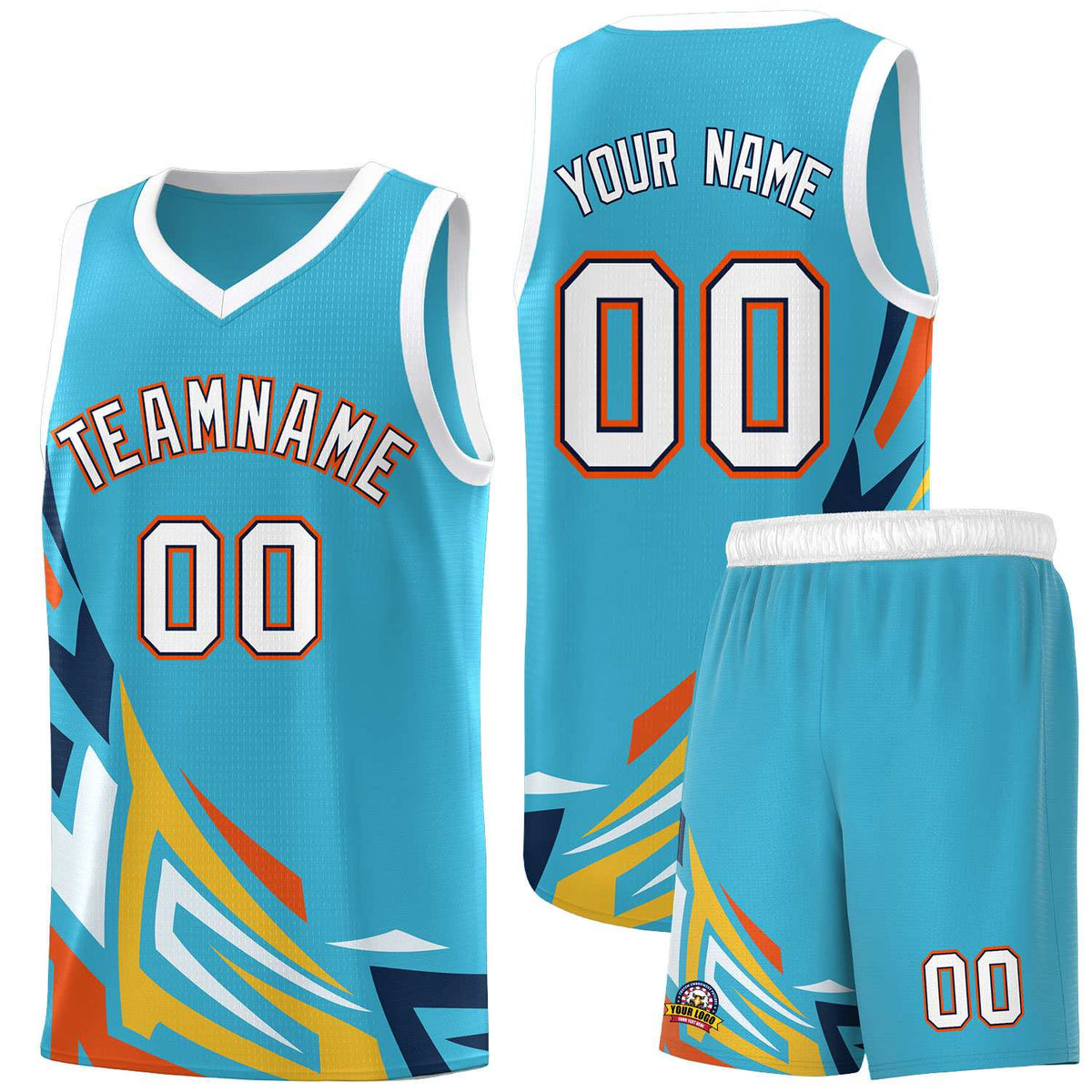 Custom Sky Blue Gradient Graffiti Pattern Sports Uniform Basketball Jersey