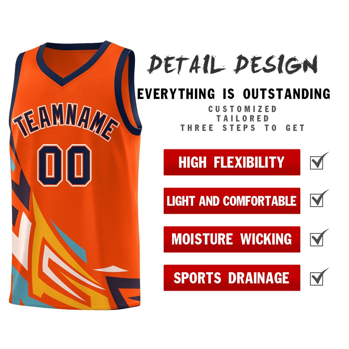 Custom Orange Gradient Graffiti Pattern Sports Uniform Basketball Jersey