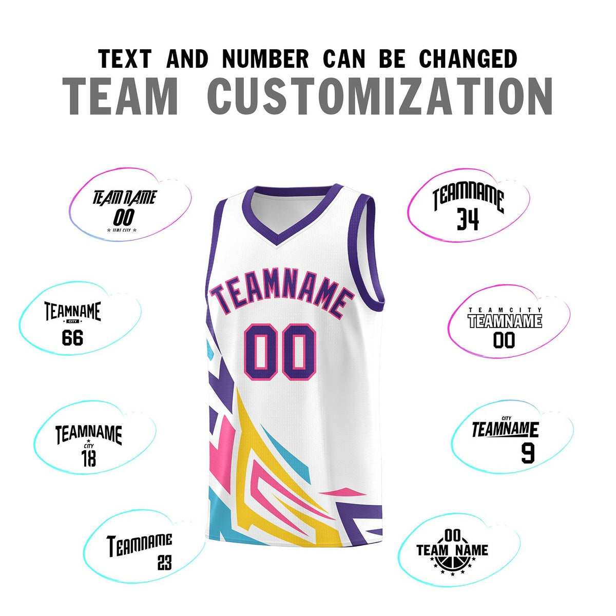 Custom White Gradient Graffiti Pattern Sports Uniform Basketball Jersey