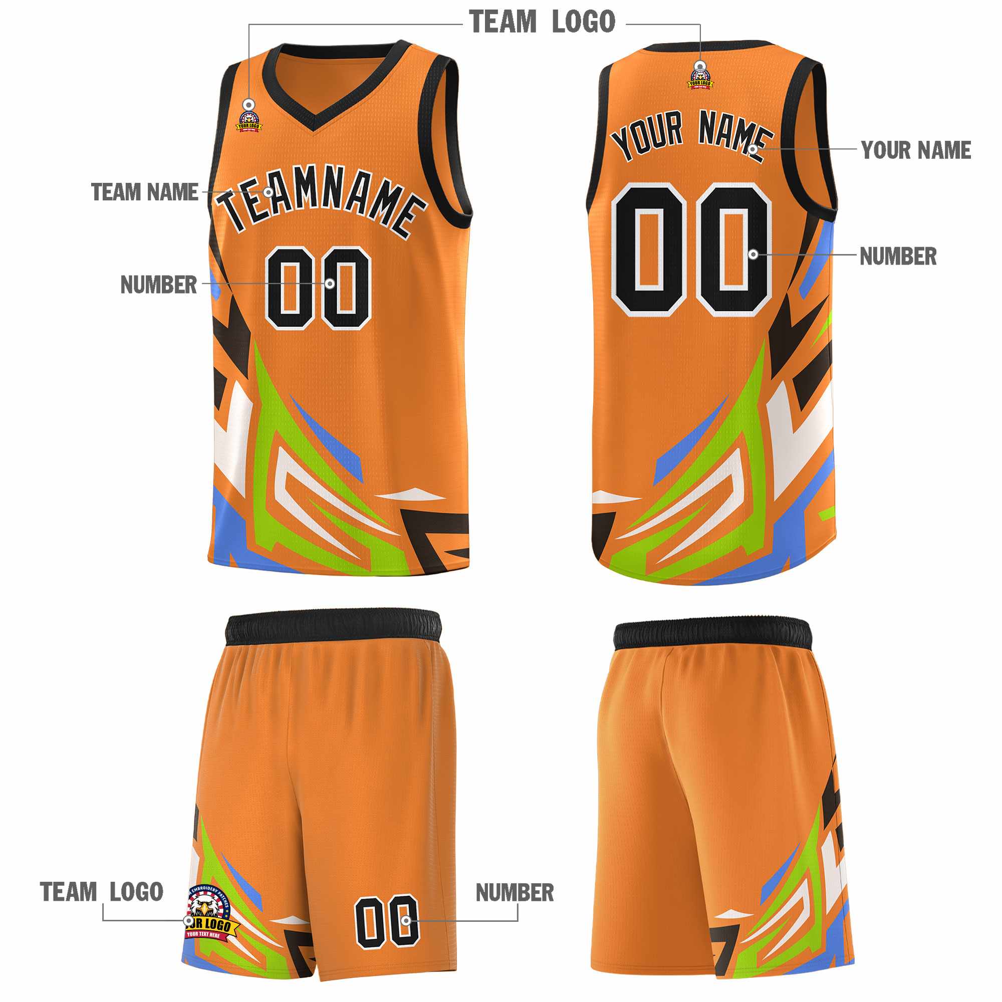 Custom Gold Orange Gradient Graffiti Pattern Sports Uniform Basketball Jersey