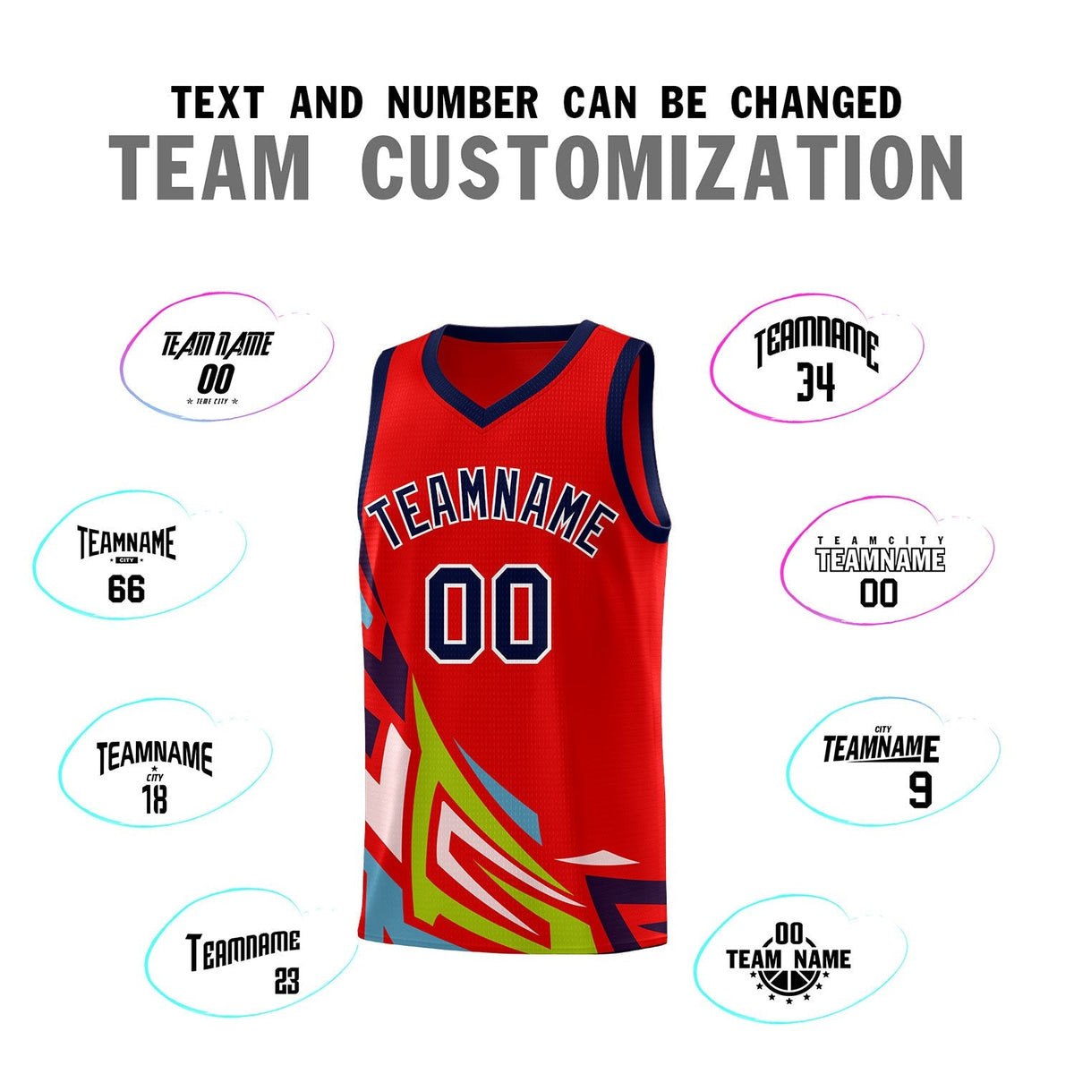 Custom Red Gradient Graffiti Pattern Sports Uniform Basketball Jersey