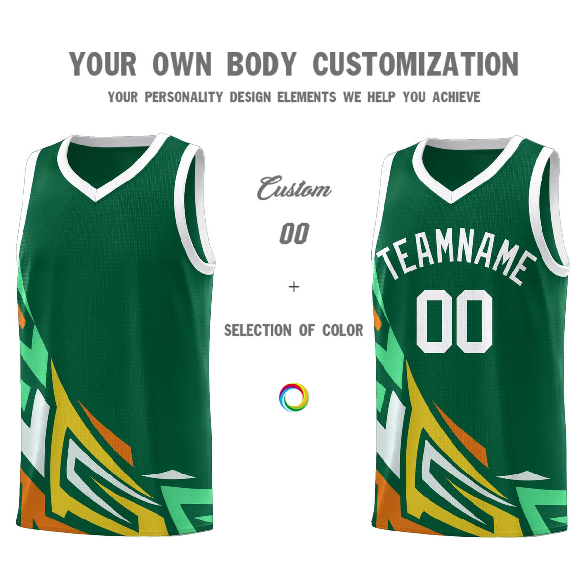 Custom Kelly Green Gradient Graffiti Pattern Sports Uniform Basketball Jersey