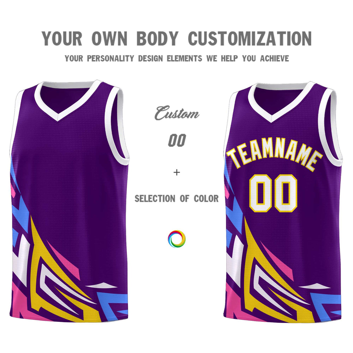 Custom Purple Gradient Graffiti Pattern Sports Uniform Basketball Jersey