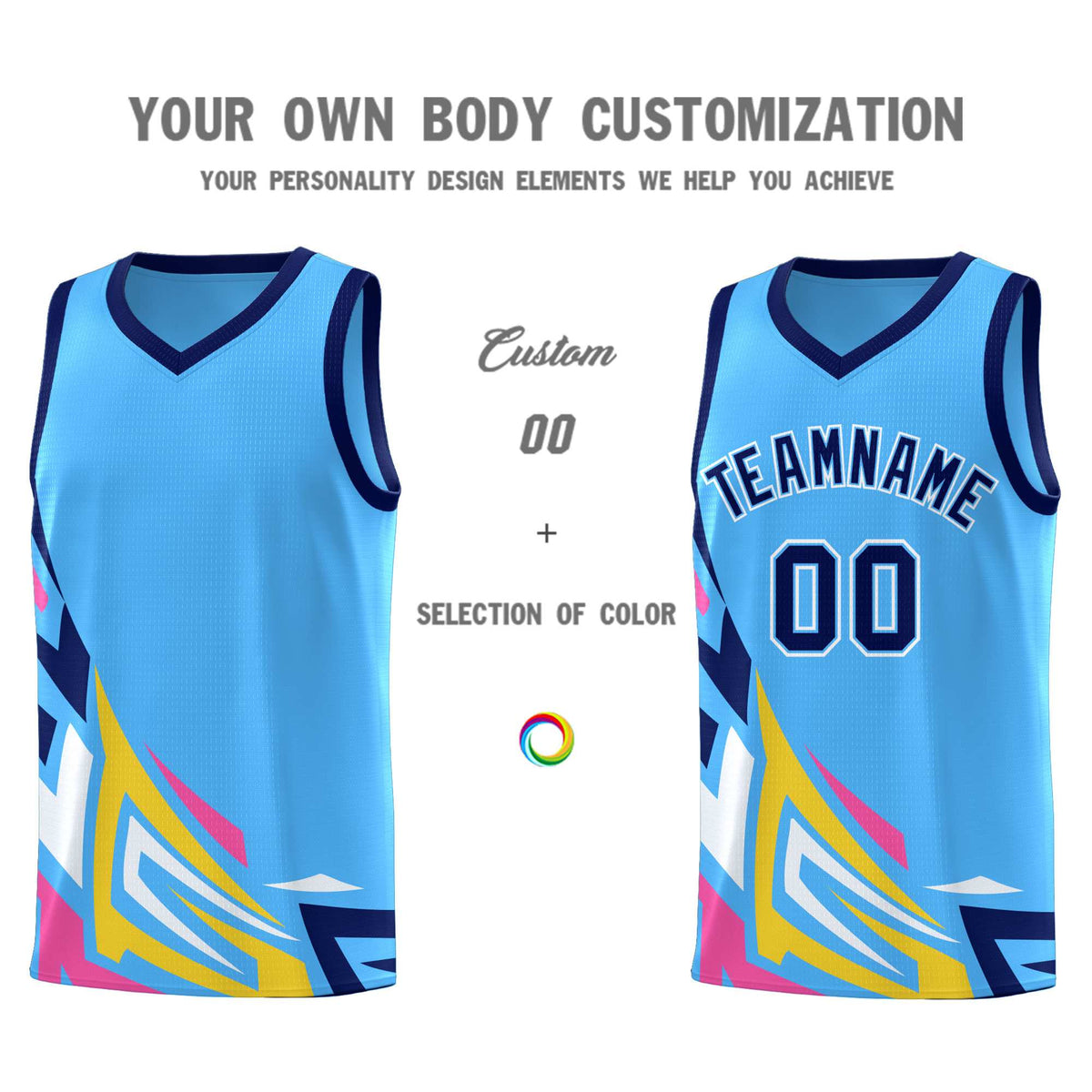Custom Powder Blue Gradient Graffiti Pattern Sports Uniform Basketball Jersey