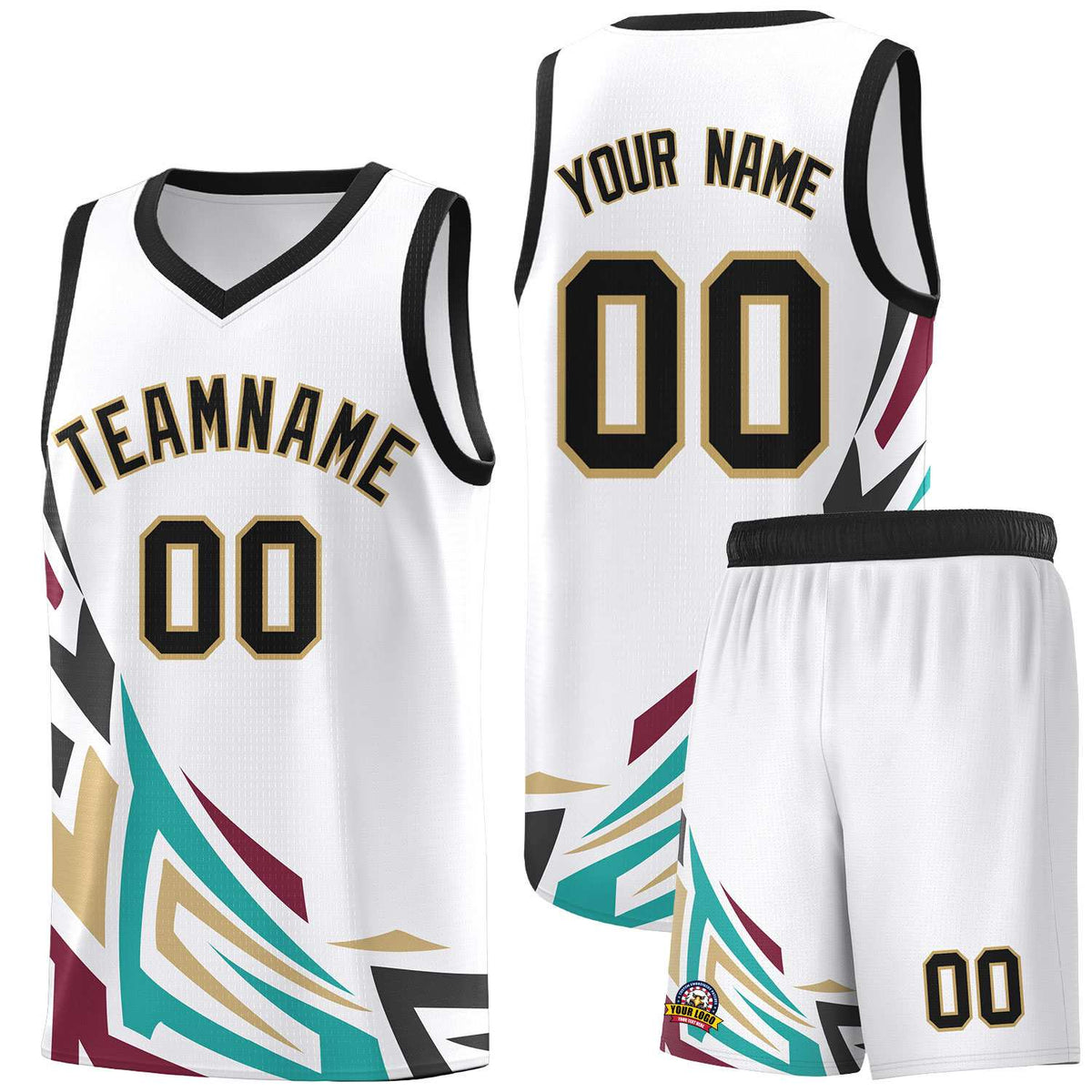 Custom White Gradient Graffiti Pattern Sports Uniform Basketball Jersey