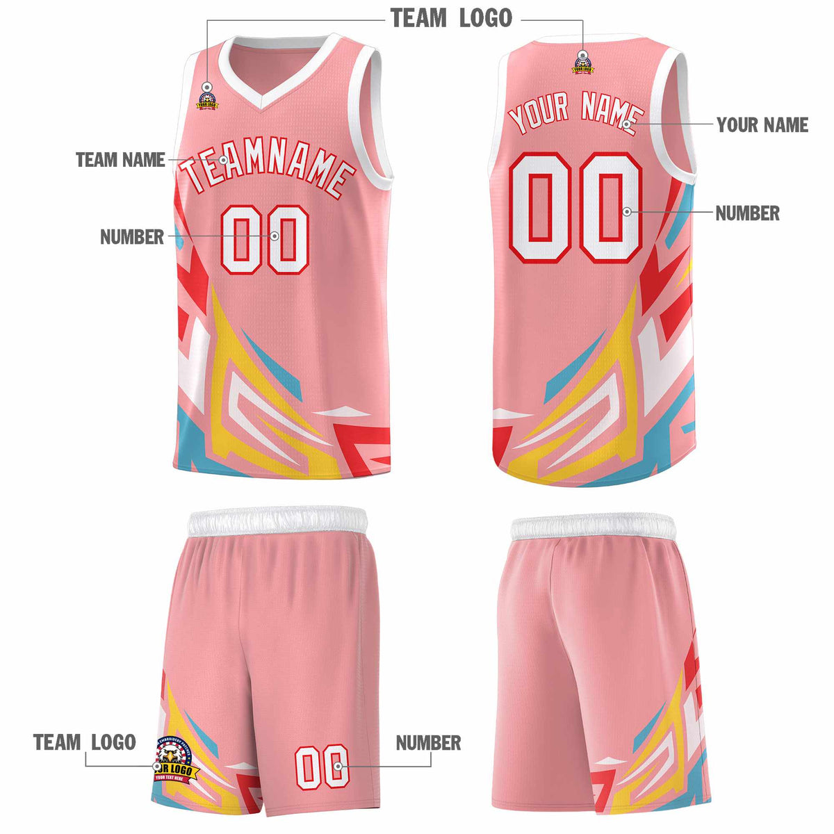 Custom Light Pink Gradient Graffiti Pattern Sports Uniform Basketball Jersey