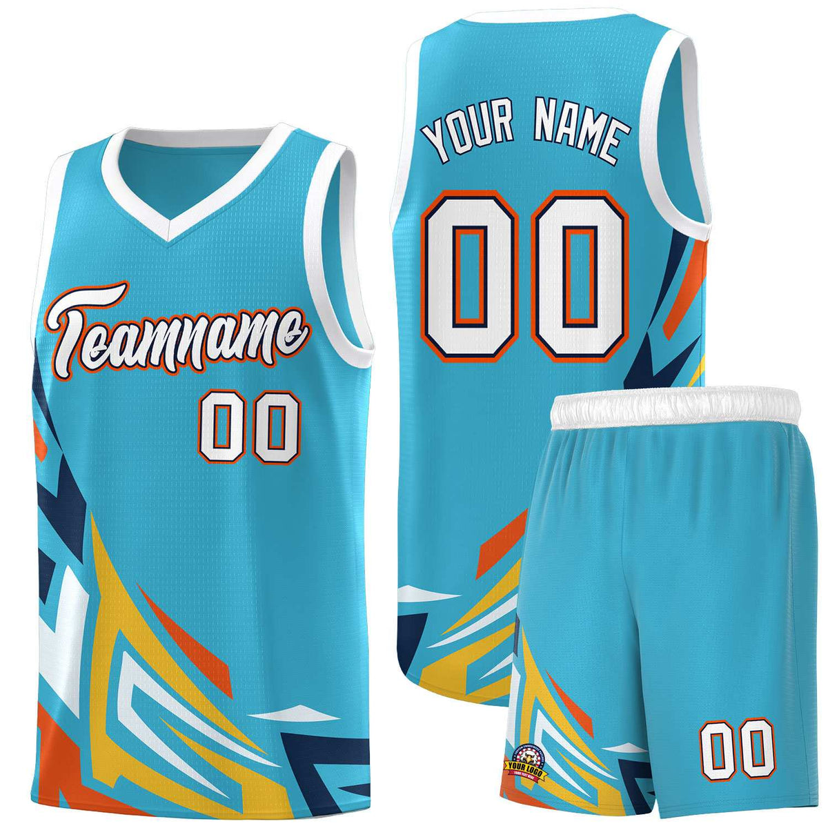 Custom Sky Blue Gradient Graffiti Pattern Sports Uniform Basketball Jersey