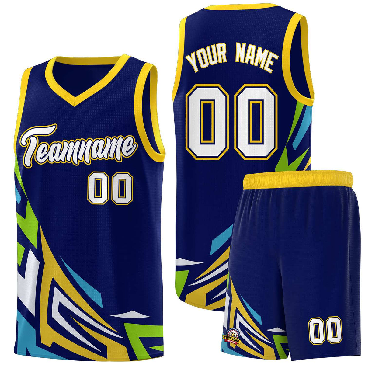 Custom Navy Gradient Graffiti Pattern Sports Uniform Basketball Jersey