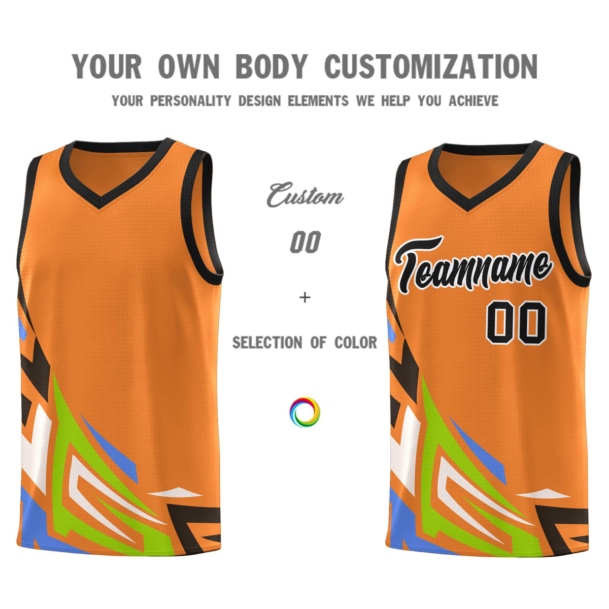 Custom Gold Orange Gradient Graffiti Pattern Sports Uniform Basketball Jersey