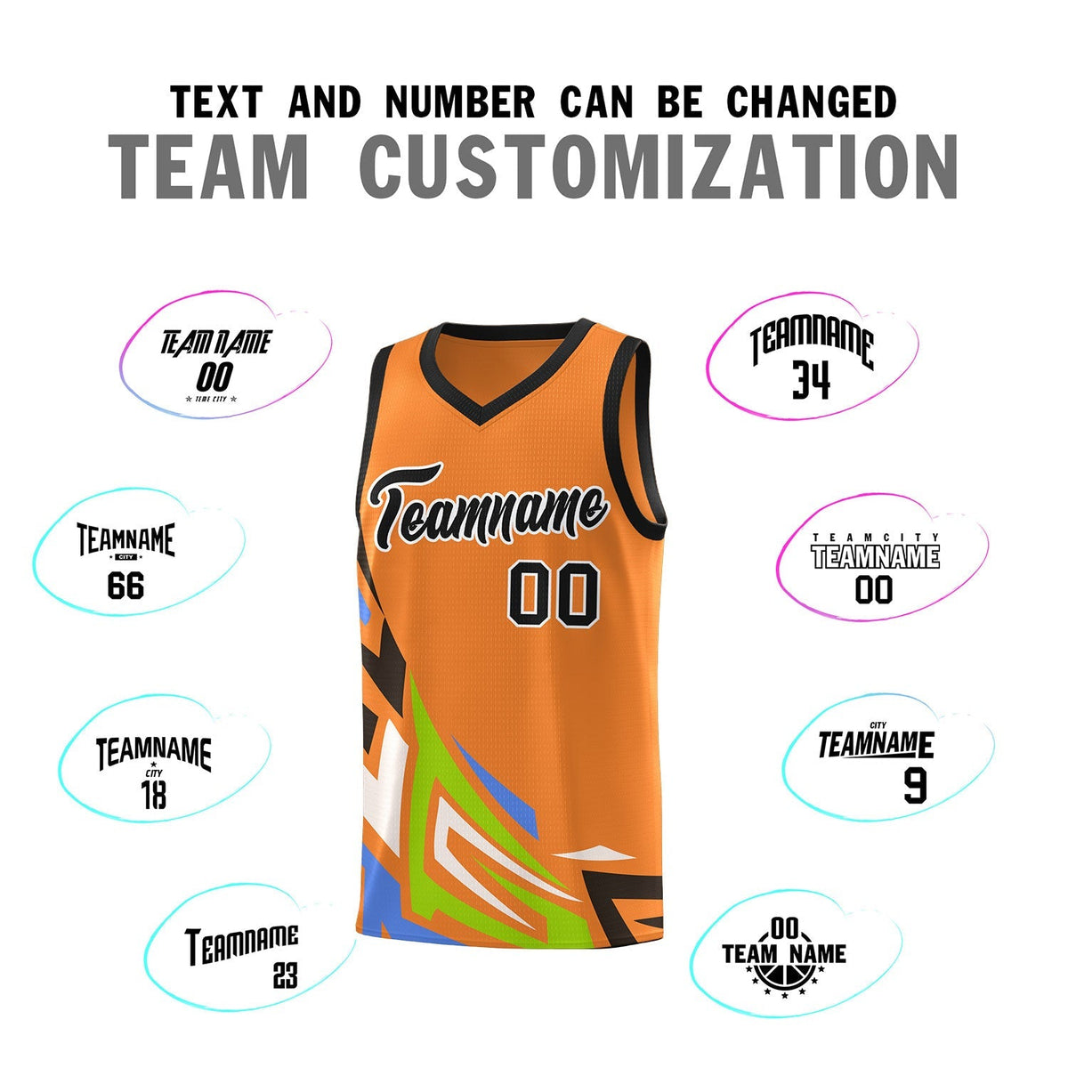 Custom Gold Orange Gradient Graffiti Pattern Sports Uniform Basketball Jersey