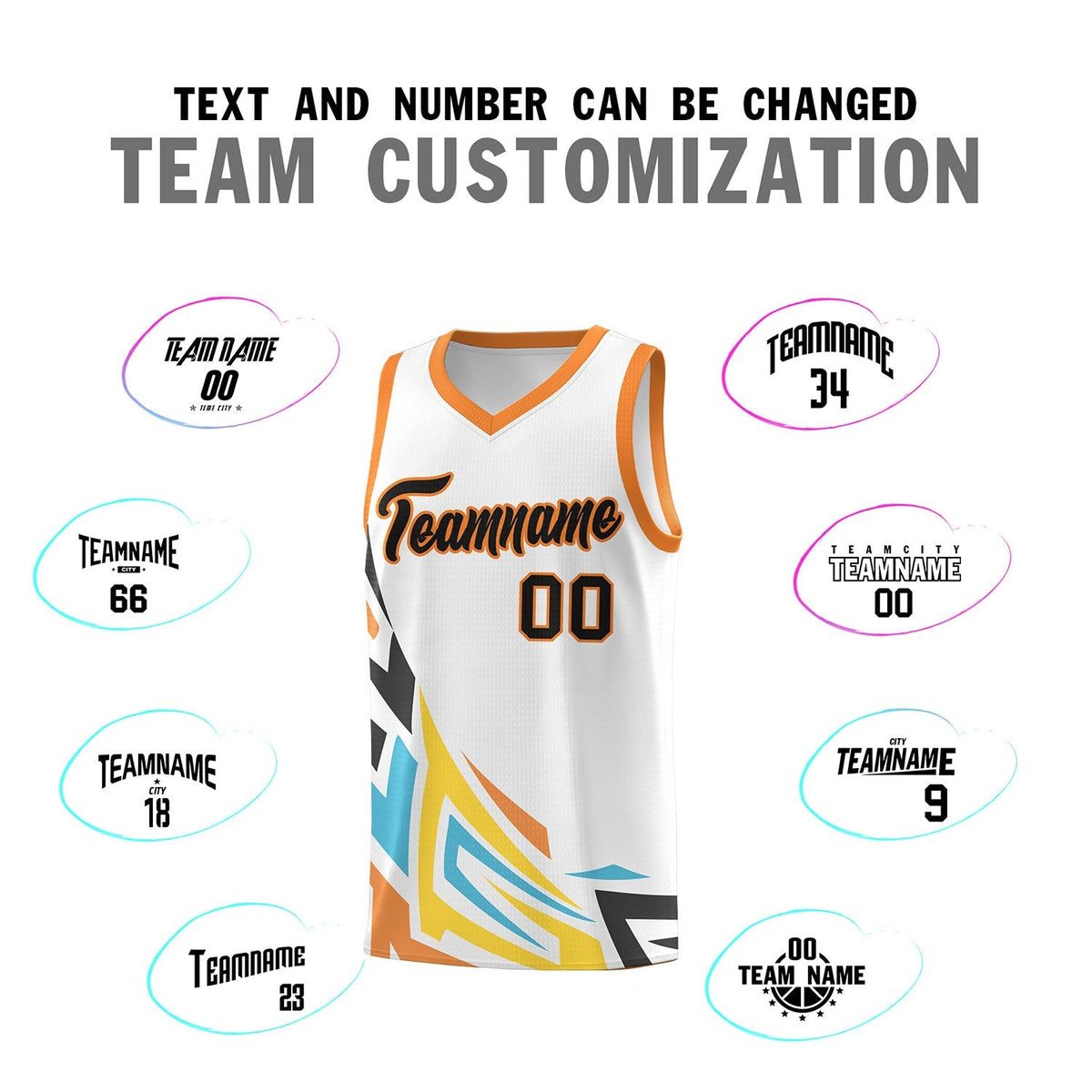Custom White Gradient Graffiti Pattern Sports Uniform Basketball Jersey