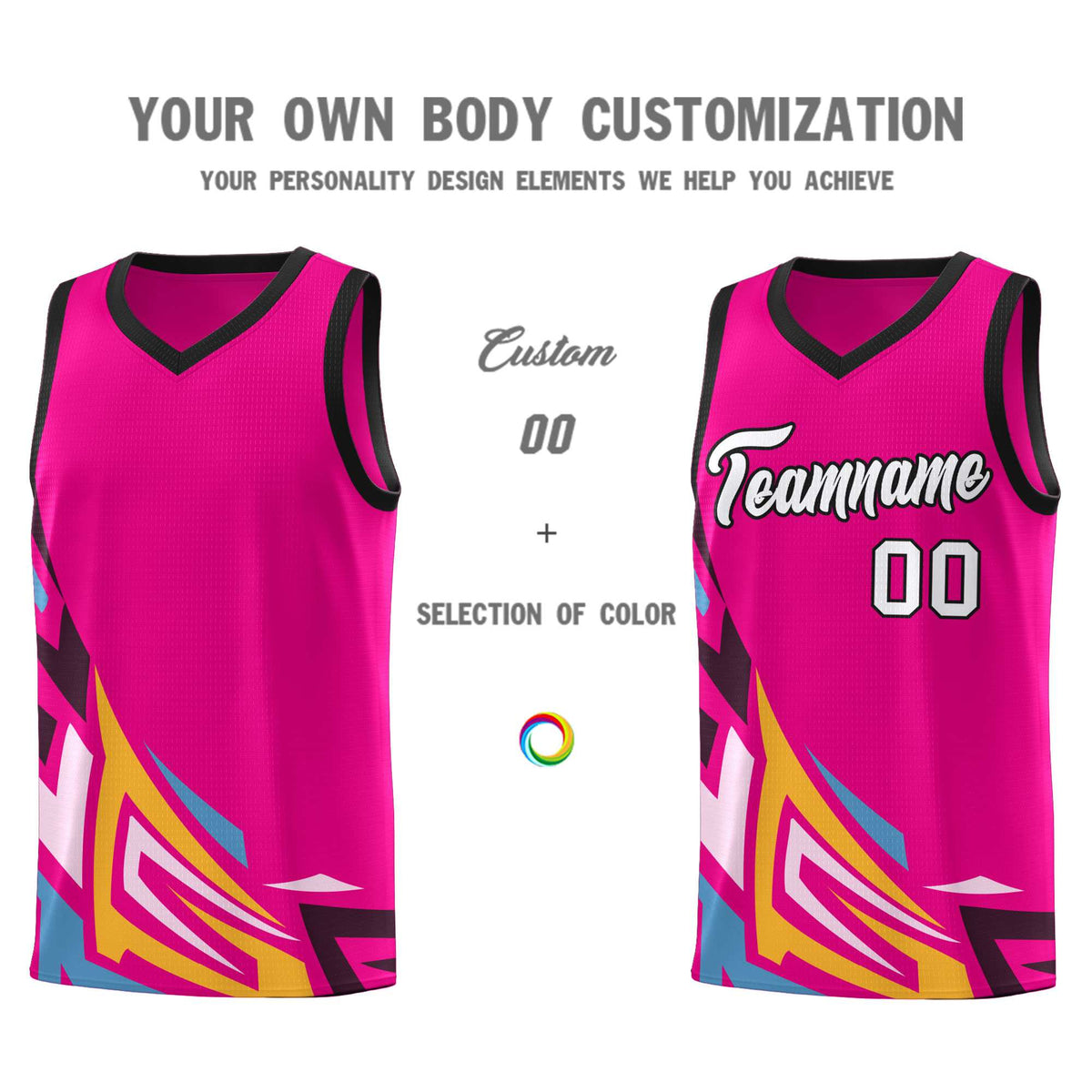 Custom Pink Gradient Graffiti Pattern Sports Uniform Basketball Jersey
