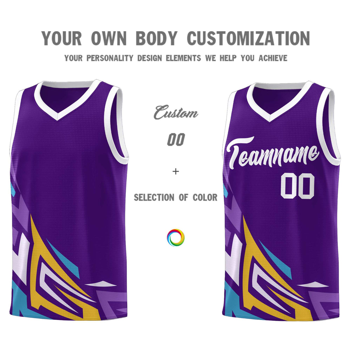 Custom Purple Gradient Graffiti Pattern Sports Uniform Basketball Jersey