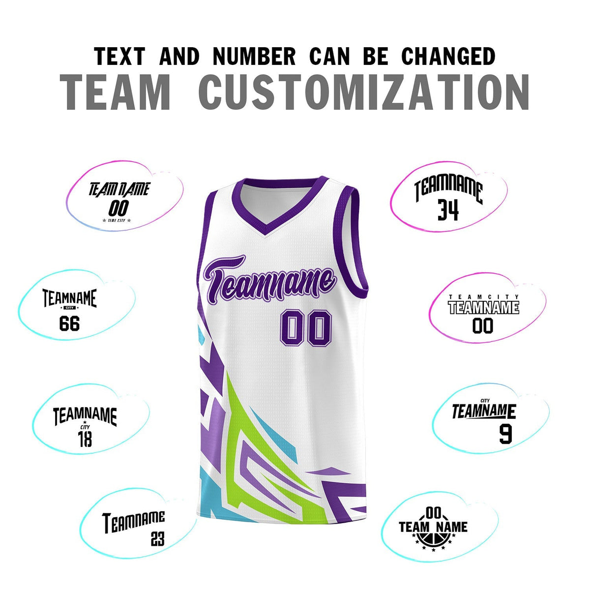 Custom White Gradient Graffiti Pattern Sports Uniform Basketball Jersey