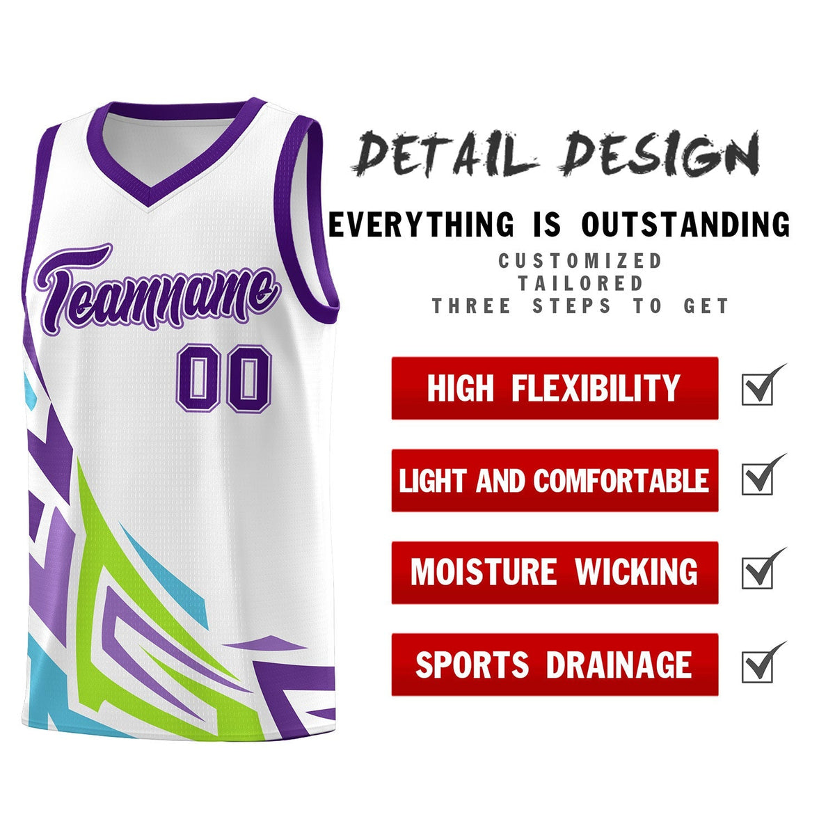 Custom White Gradient Graffiti Pattern Sports Uniform Basketball Jersey