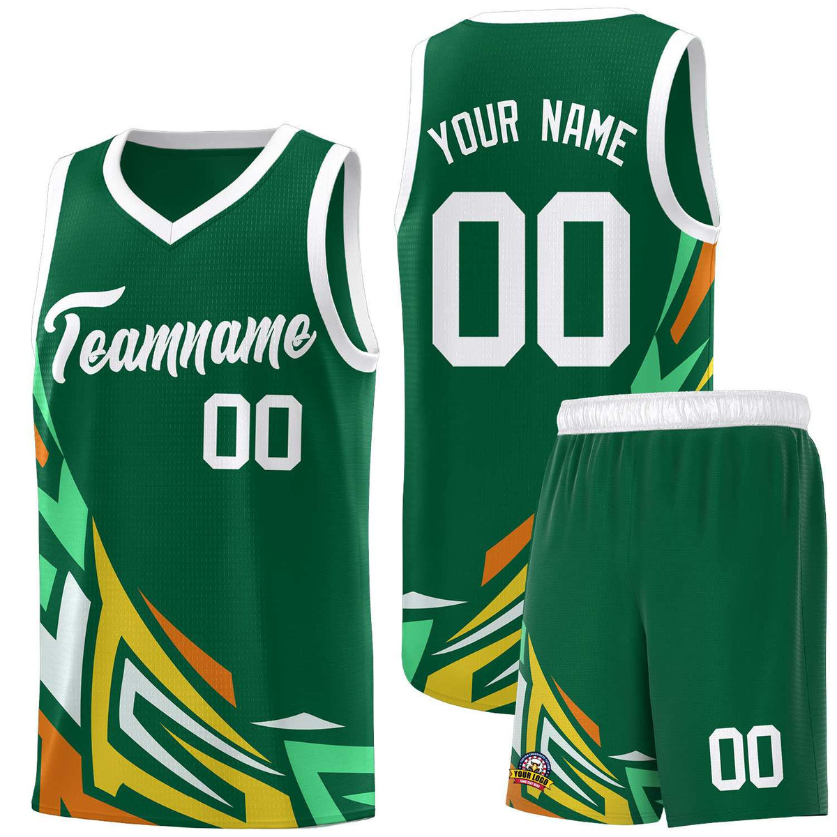 Custom Kelly Green Gradient Graffiti Pattern Sports Uniform Basketball Jersey