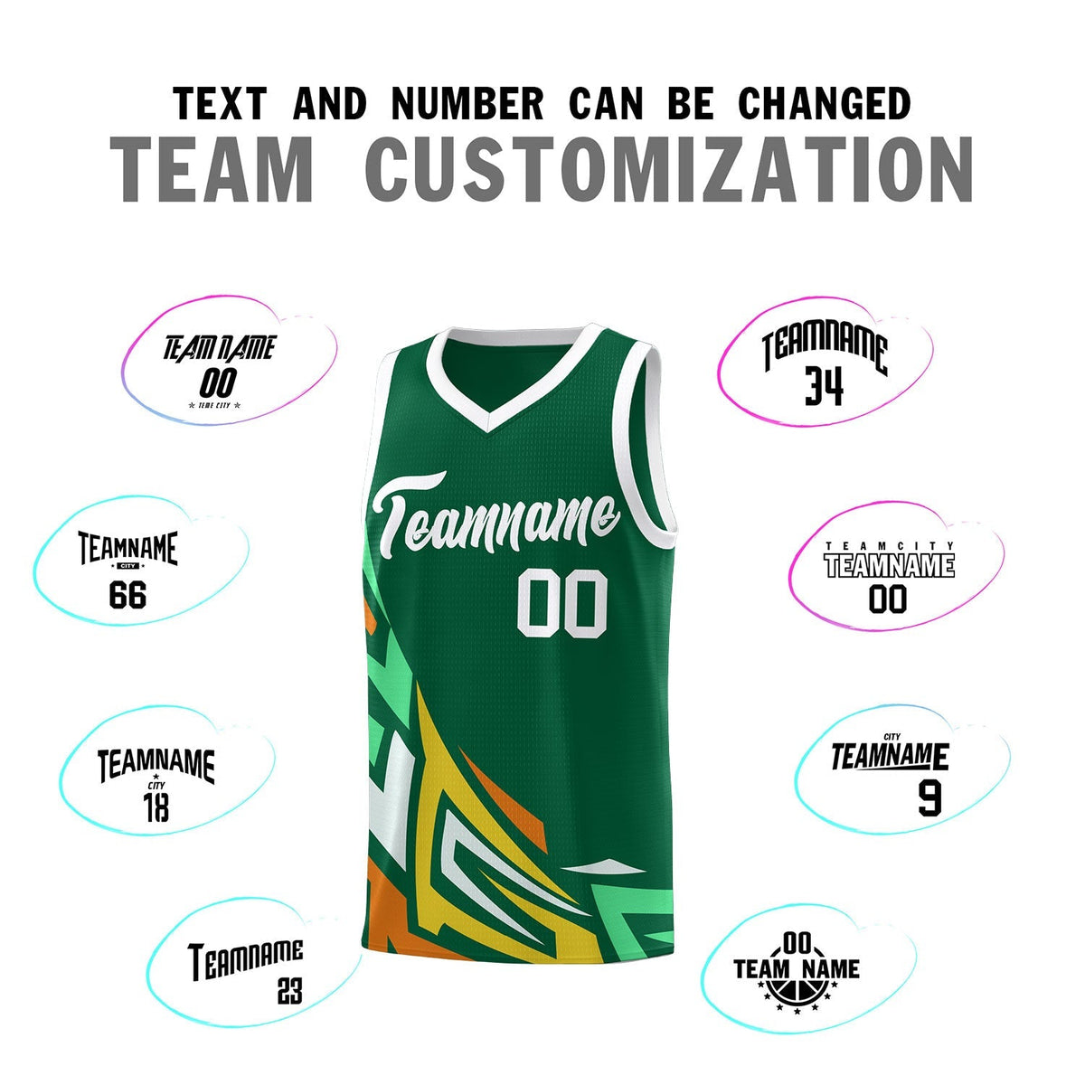 Custom Kelly Green Gradient Graffiti Pattern Sports Uniform Basketball Jersey