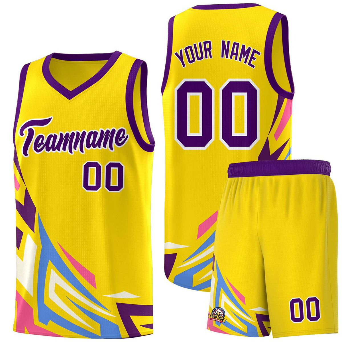Custom Gold Gradient Graffiti Pattern Sports Uniform Basketball Jersey