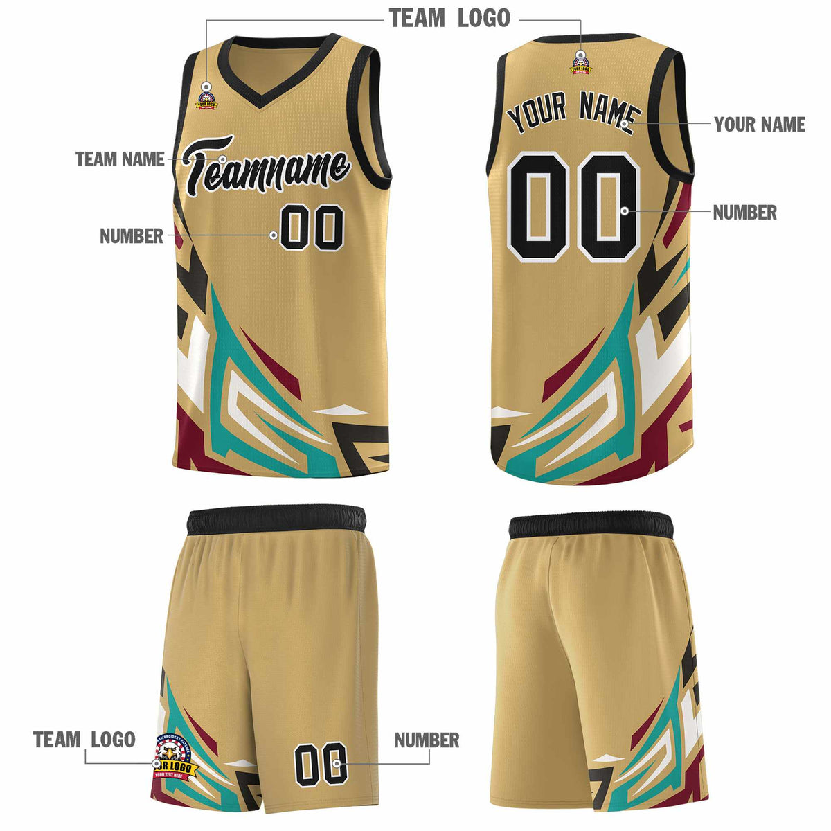 Custom Old Gold Gradient Graffiti Pattern Sports Uniform Basketball Jersey