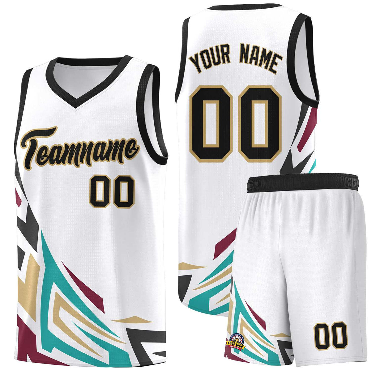 Custom White Gradient Graffiti Pattern Sports Uniform Basketball Jersey